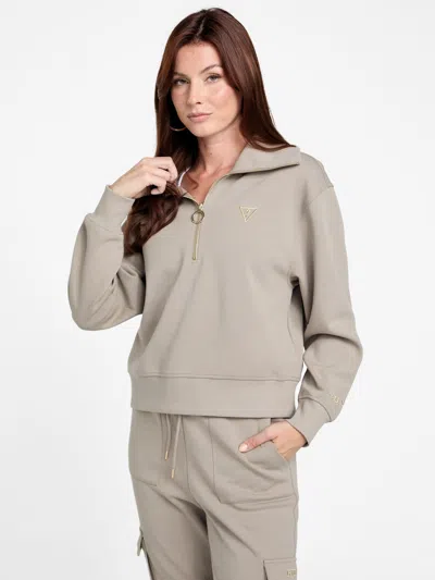 Guess Factory Nessa Half-zip Sweatshirt In Neutral