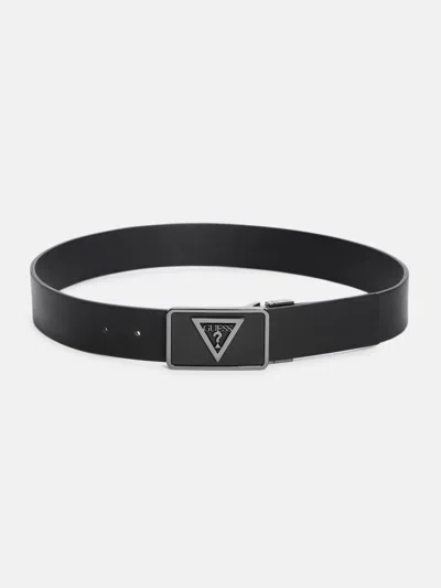 Guess Factory Textured Plaque Buckle Belt In Black