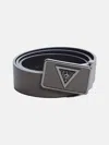 Guess Factory Textured Plaque Buckle Belt In Grey