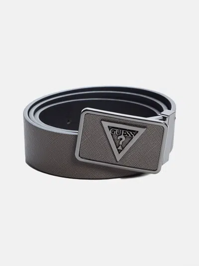 Guess Factory Textured Plaque Buckle Belt In Grey