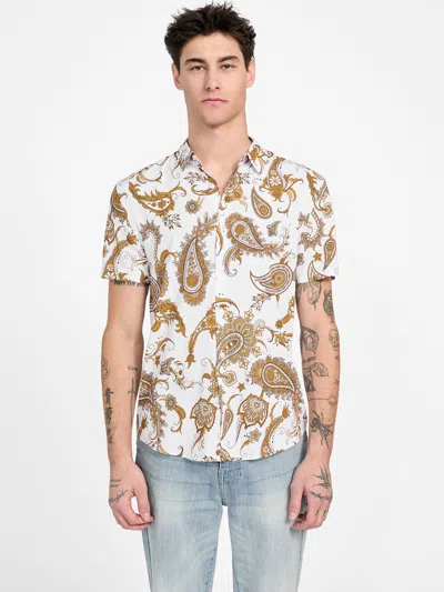 Guess Factory Theo Paisley Short-sleeve Shirt In White