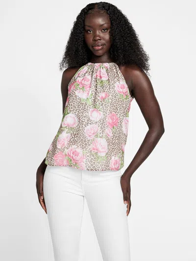 Guess Factory Tilla Printed Top In Pink