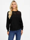 Guess Factory Tina Crystal Crewneck Sweater In Black