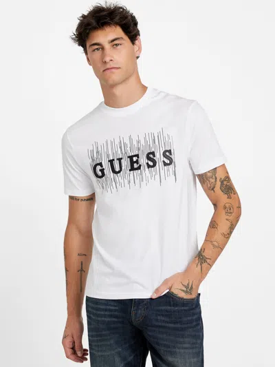 Guess Factory Toby Rhinestone Logo Crewneck Tee In White