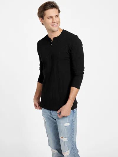 Guess Factory Todd Long-sleeve Henley In Black