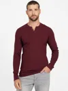 Guess Factory Todd Long-sleeve Henley In Burgundy