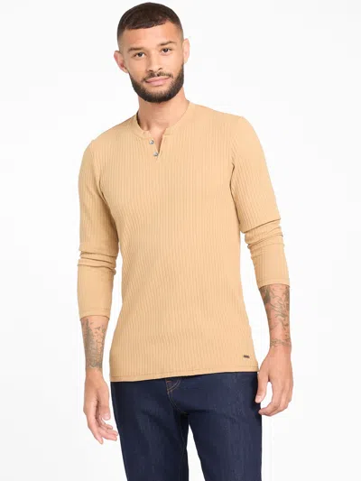 Guess Factory Todd Long-sleeve Henley In Brown