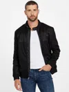 Guess Factory Travis Faux-suede Flight Jacket In Black