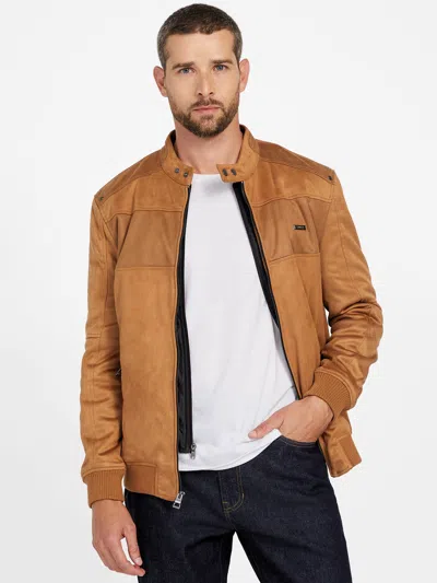 Guess Factory Travis Faux-suede Flight Jacket In Brown