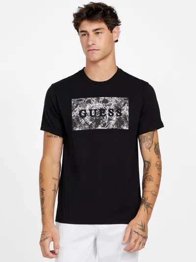 Guess Factory Trench Crewneck Logo Tee In Black