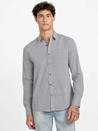 Guess Factory Troy Geometric Poplin Shirt In Gray