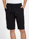 Guess Factory Eco Kyler Logo-tape Denim Shorts In Black