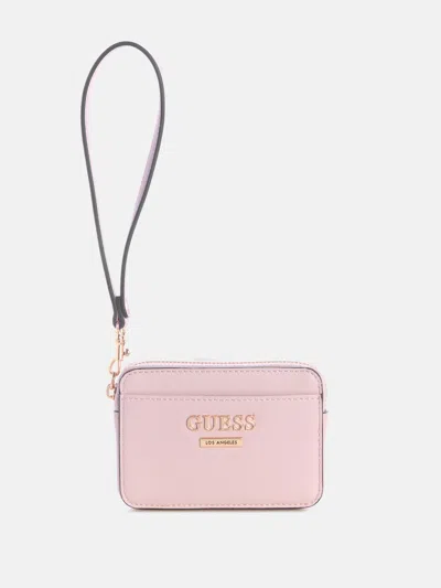 Guess Factory Tyra Card Case Wristlet In Pink