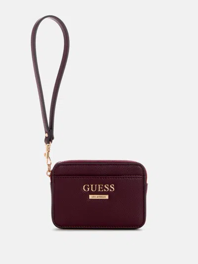 Guess Factory Tyra Card Case Wristlet In Burgundy