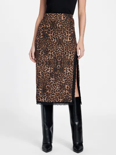 Guess Factory Tyra Leopard Mesh Midi Skirt In Animal Print