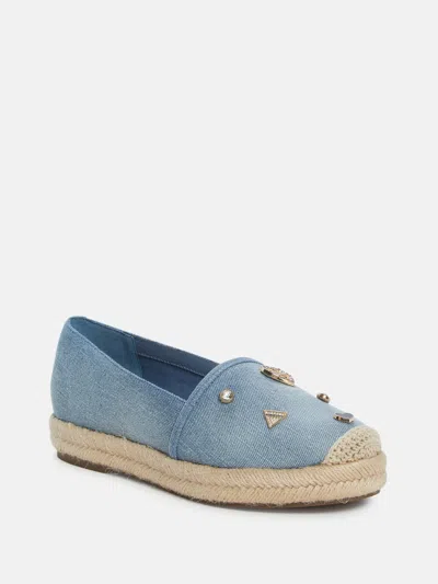 Guess Factory Utmost Denim Charm Espadrille Flats In Blue