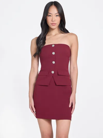 Guess Factory Valeria Strapless Top In Burgundy