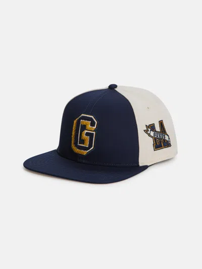 Guess Factory Varsity Baseball Hat In Blue