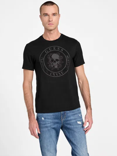 Guess Factory Vello Rhinestone Skull Tee In Black