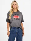 Guess Factory Vera Crewneck Rhinestone Tee In Gray