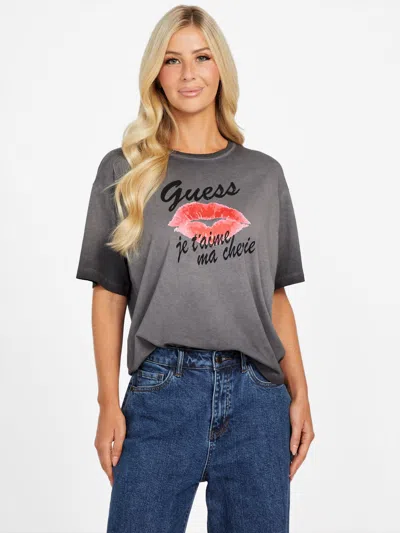Guess Factory Vera Crewneck Rhinestone Tee In Gray
