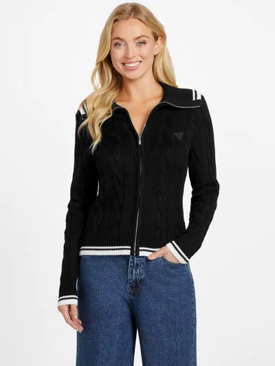 Guess Factory Vicky Zip Sweater In Black