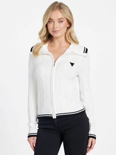 Guess Factory Vicky Zip Sweater In White