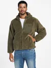Guess Factory Victor Sherpa Full-zip Hoodie In Green