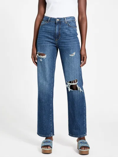 Guess Factory Victoria High-rise Straight Jeans In Blue