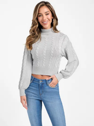 Guess Factory Vivian Cable Knit Sweater In Grey