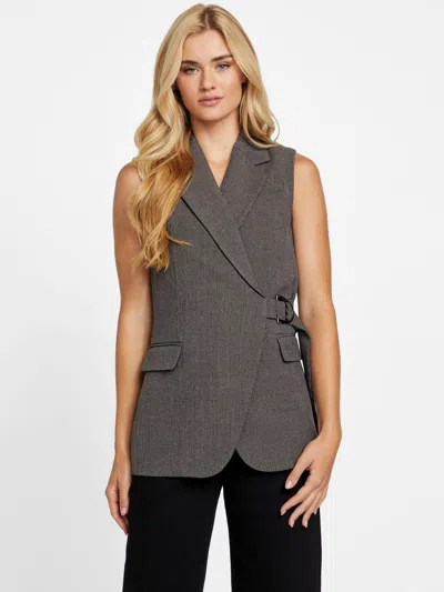 Guess Factory Wanda Printed Blazer Vest In Gray