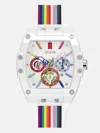 Guess Factory White And Rainbow Silicone Multifunction Watch In Multi