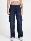 Guess Factory Whitney Denim Cargo Pants In Blue