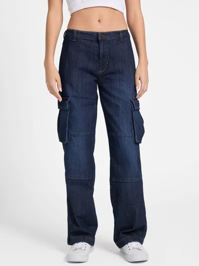 Guess Factory Whitney Denim Cargo Pants In Blue