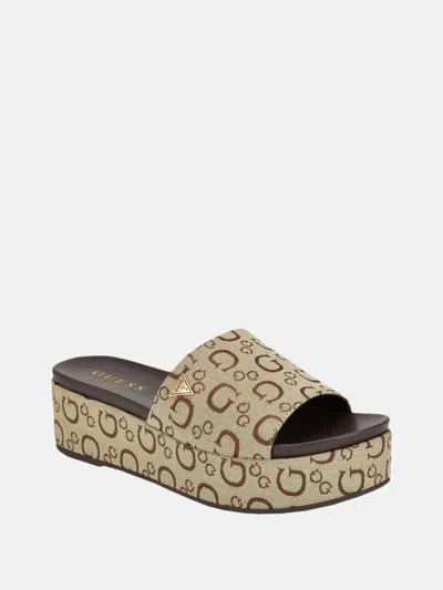 Guess Factory Willows Flatform Sandals In Beige
