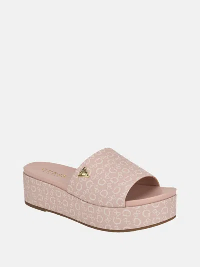 Guess Factory Willows Flatform Sandals In Pink