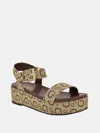Guess Factory Wits Canvas Flatform Sandals In Brown