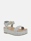 Guess Factory Wits Denim Flatform Sandals In Multi