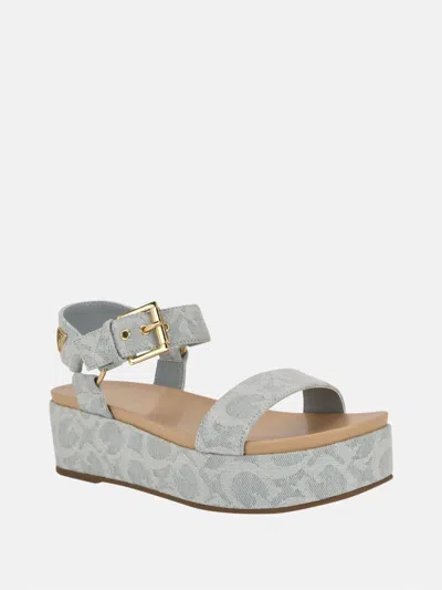 Guess Factory Wits Denim Flatform Sandals In Multi
