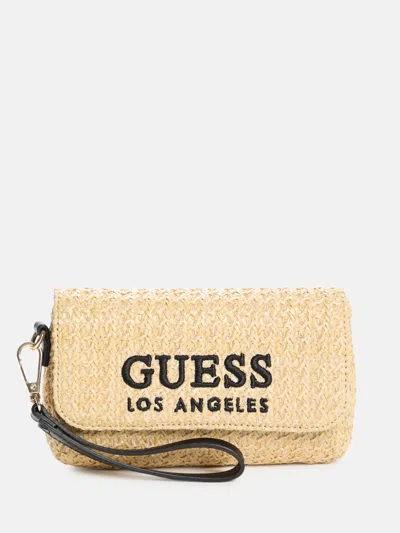 Guess Factory Woven Raffia Wristlet