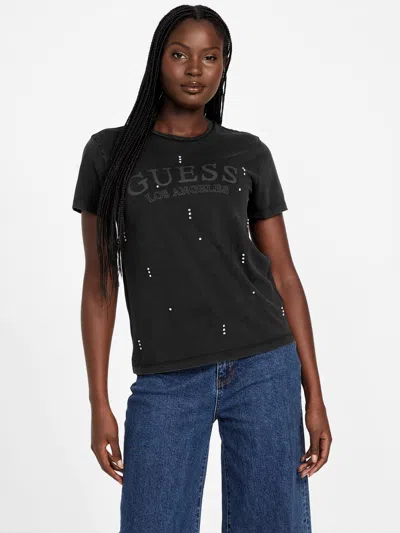 Guess Factory Wren Crewneck Rhinestone Tee In Black
