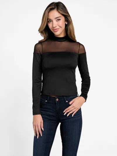 Guess Factory Ximena Mesh Top In Black