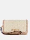 Guess Factory Zakaria Embossed Logo Phone Organizer In Beige