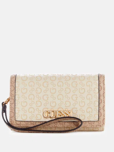 Guess Factory Zakaria Embossed Logo Phone Organizer In Beige