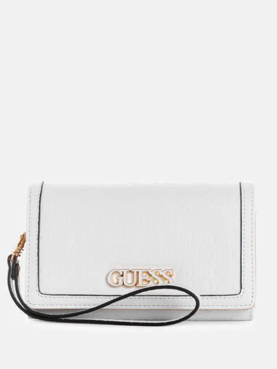 Guess Factory Zakaria Embossed Logo Phone Organizer In White