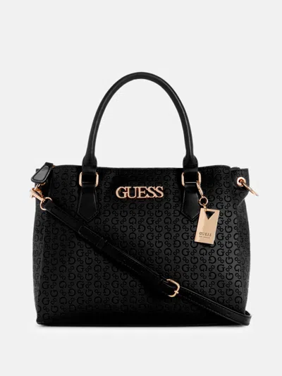 Guess Factory Zakaria Embossed Logo Satchel In Black