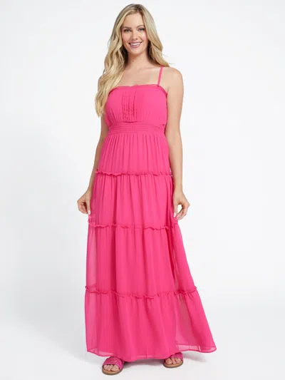 Guess Factory Zariah Tiered Maxi Dress In Pink