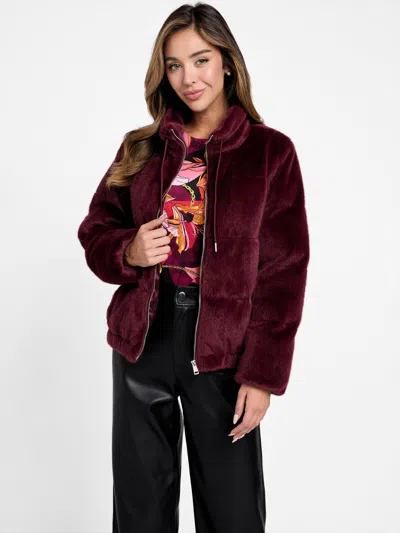 Guess Factory Zarleen Faux-fur Jacket In Red