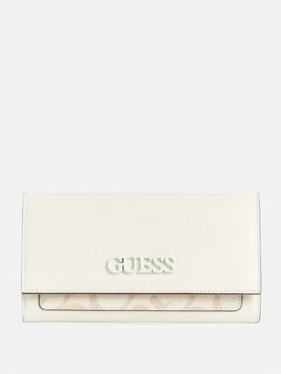 Guess Factory Zinnia Slim Clutch Wallet In White