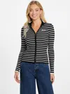Guess Factory Zinnia Striped Zip Sweater In Black
